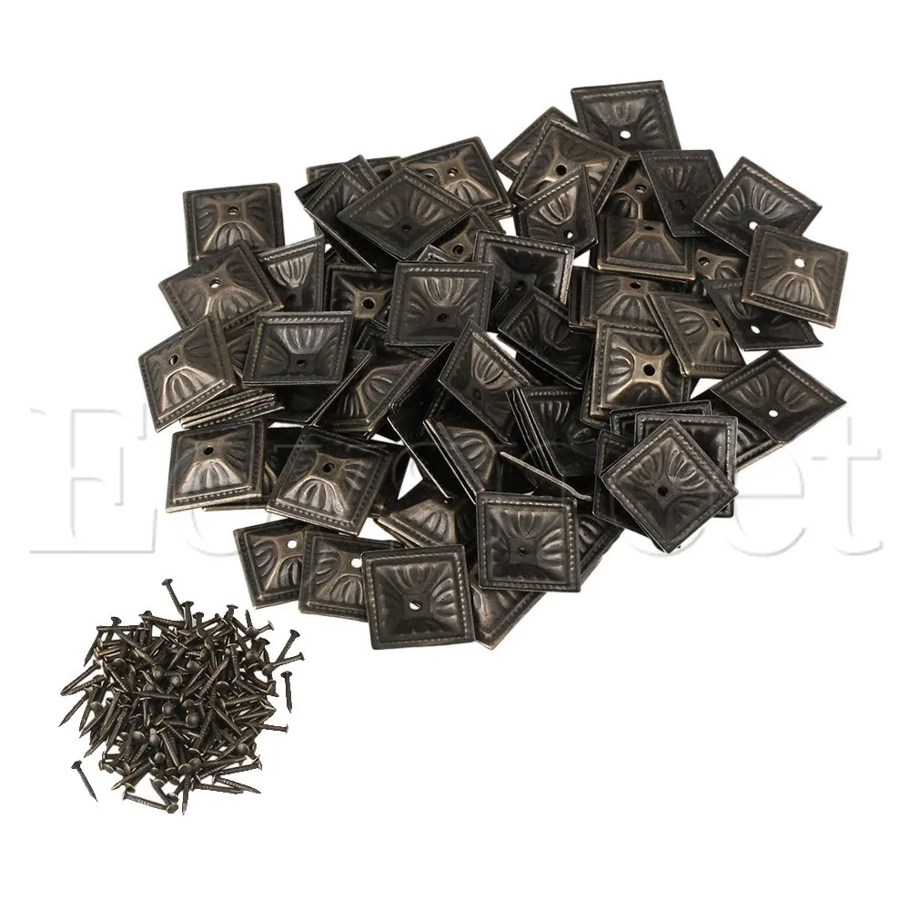 50x Upholstery Nails Tacks Studs Furniture Pins with Square Nailhead 21x21mm
