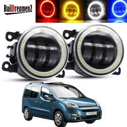 2 X Angel Eye Fog Light Assembly For Citroen Berlingo B9 2012-2015 Car Front Bumper LED Lens Fog Daytime Running Lamp DRL 12V