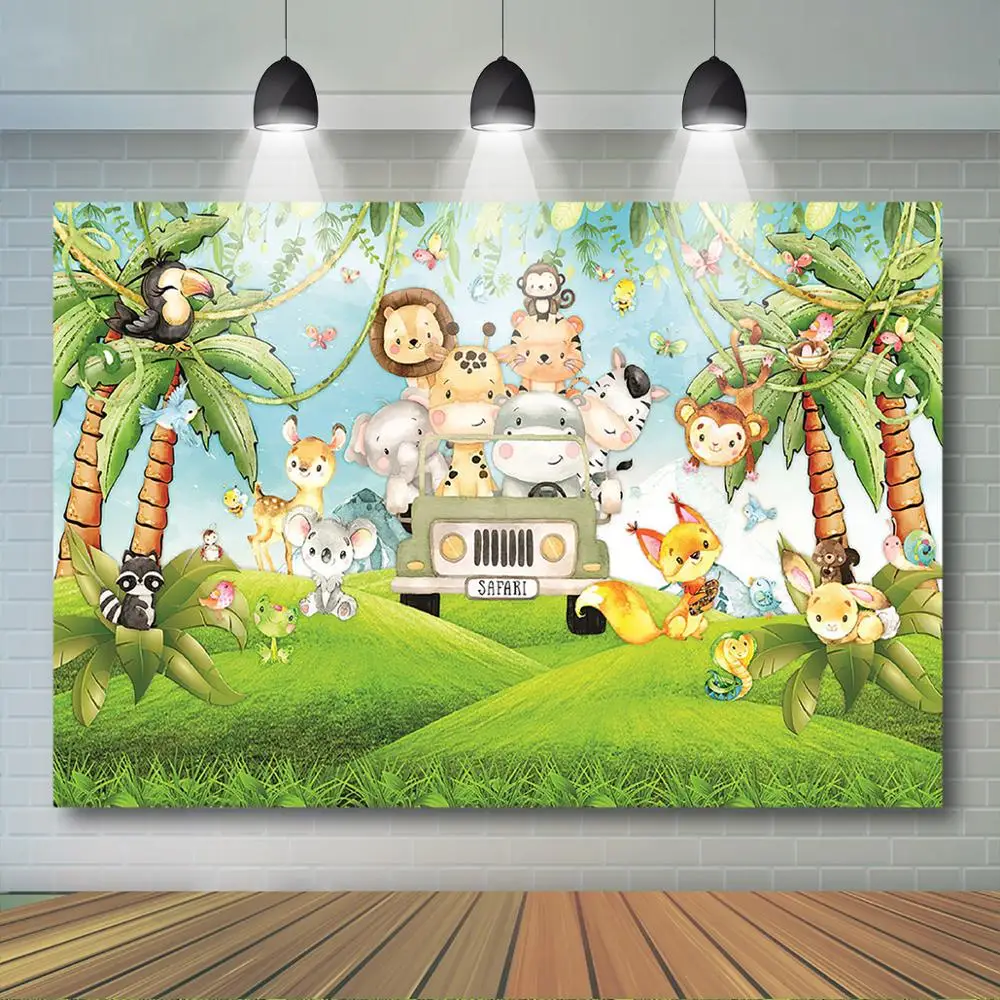 Safari Backdrop Safari Wild One Baby Shower Birthday Decoration Jungle Woodland Animal Background