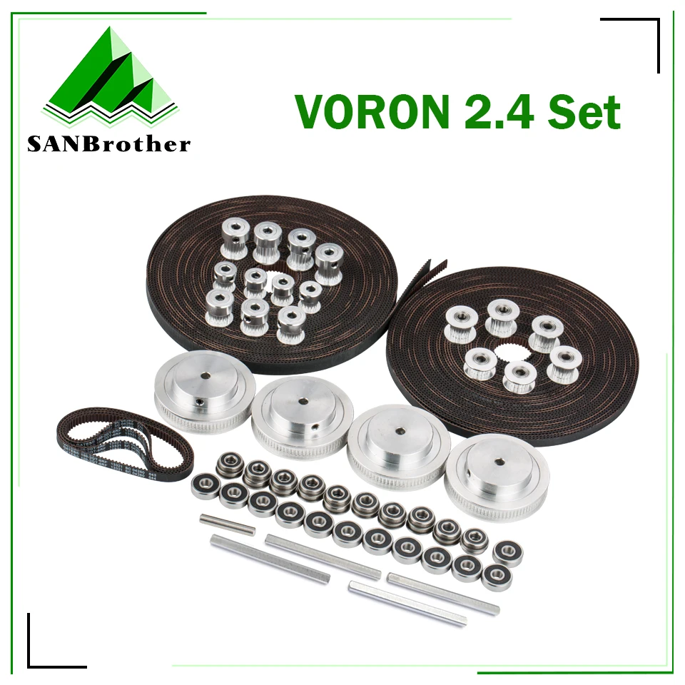 VORON 2.4 Set GT2 LL-2GT RF Open Timing Belt 2GT 16T 80T 20T Tooth Pulley 188-2GT Shaft Bearing 625 F695 2RS Motion Parts