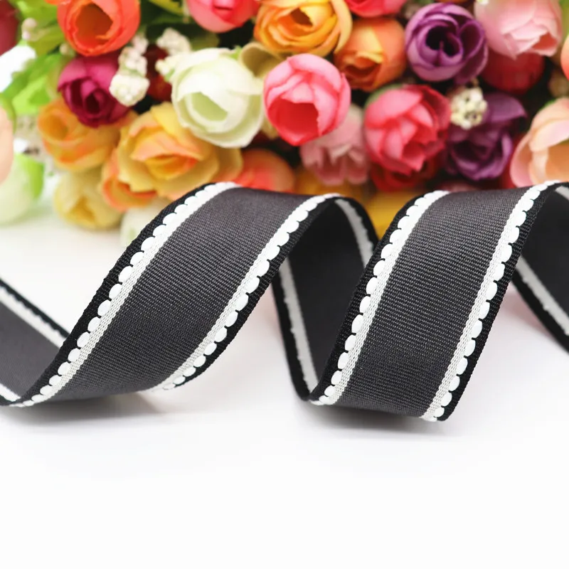10 Yards 10MM/25MM/38MM Stichbänder Buntes Kanten-Punktlinien-Band für Haarschleifen DIY-Handwerk Handgemachte Accessoires Y19041802 – Detail 6