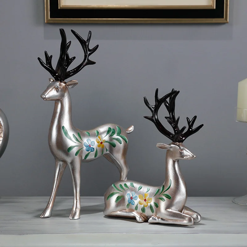 AMERICAN RESIN LOVE SHAPE DEER ORNAMENTS HOME LIVINGROOM ACCESSORIES PORCH TV CABINET DECORATION CRAFTS NEW HOUSEWARMING GIFTS