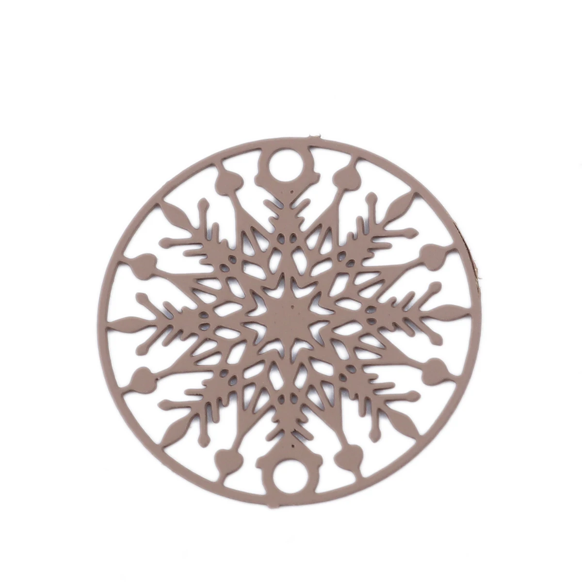 6 Colors Christmas Snowflake Round Connectors Copper Filigree Stamping 20mm Dia For DIY Earring Necklace Jewelry Making, 10 PCs