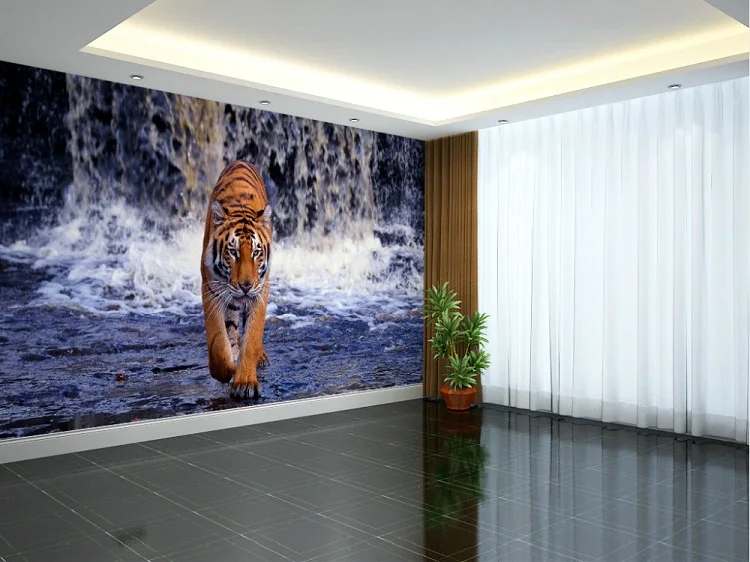 

Bacal Large Animal 3d Wall Mural with Waterfall Tiger Papel Mural Wallpaper for Bedroom 3d Photo Murals Wall paper Wallcoverings