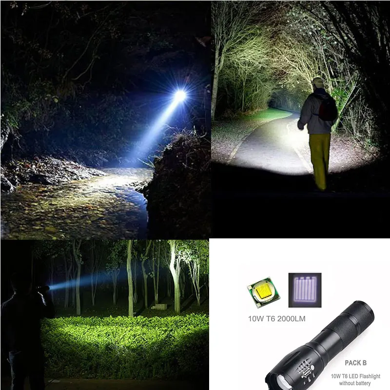 TMWT XML-T6 lamp10W 18650 battery High Powerful Lanterna troch light Compact Military Grade Zoom Tactical LED Flashlight