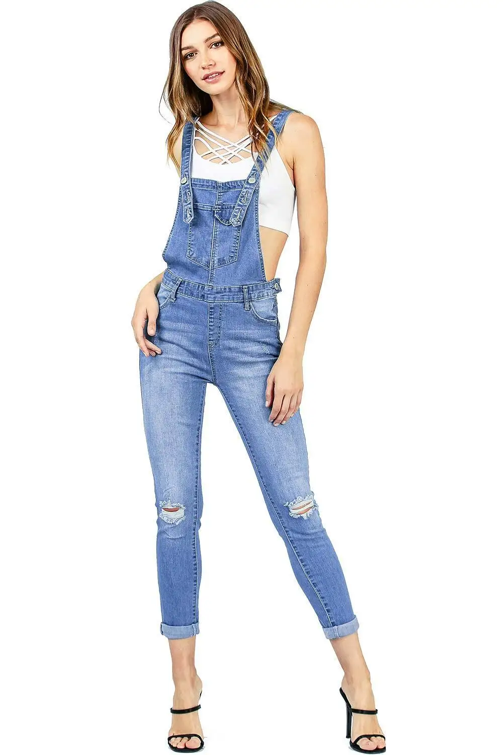 Autumn Denim Jumpsuit Women Jeans Pants Rompers Casual Hole Overralls Trousers Female High Waist Slim Denim Jeans Pencil Pants