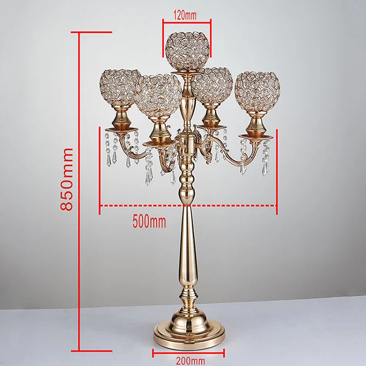 10pcs 75cm tall Candle Holder Centerpieces 5 Arms Crystal Candle Holder for Party Table Top Candelabra Decor0992