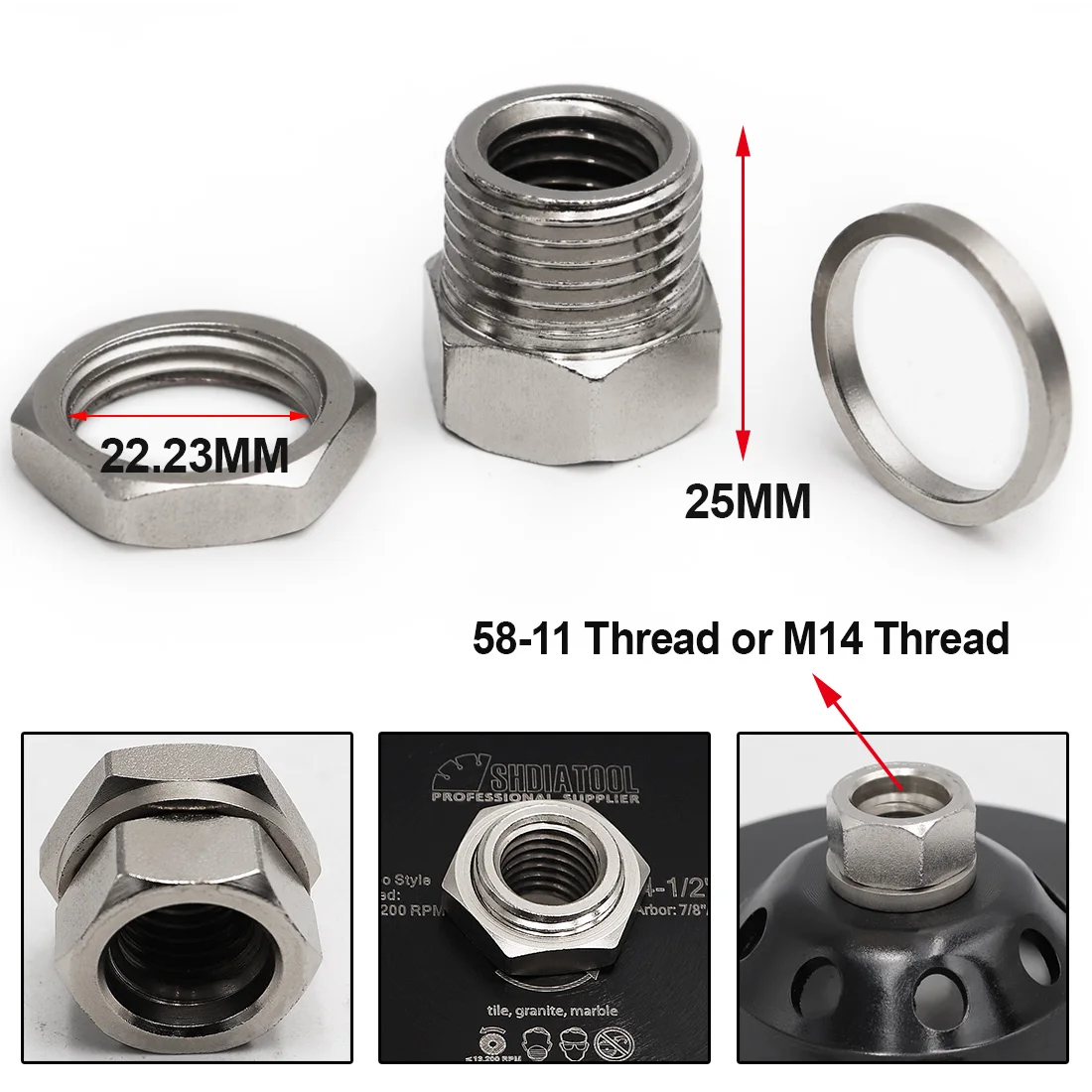 SHDIATOOL Adapter M14 or 5/8-11 Thread Connector for Angle Machine, Converter Adapter Screw Connecting Tool Accessories