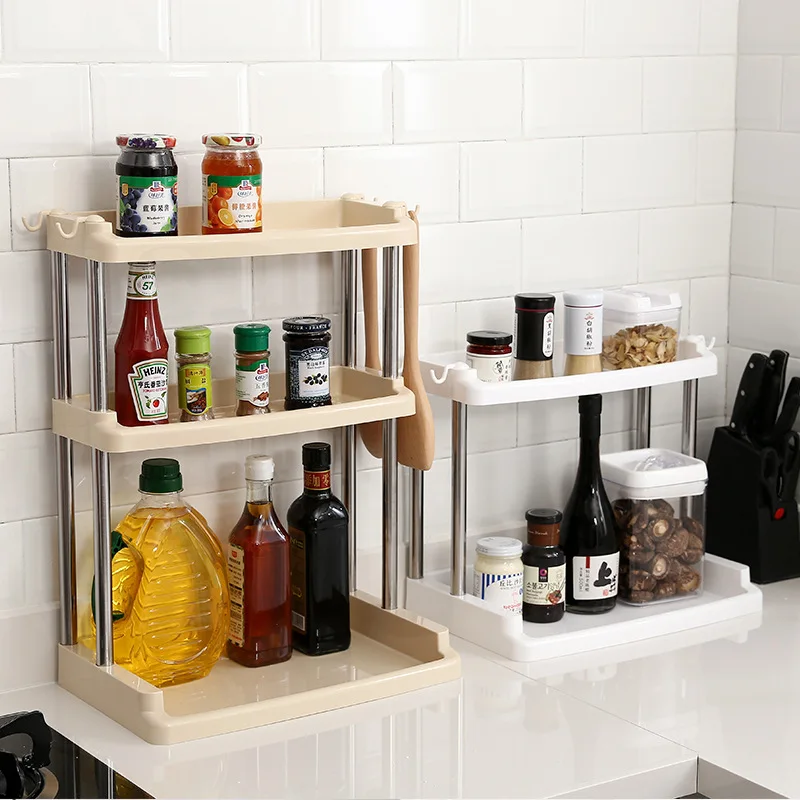 

Kitchen storage shelf functional shelving for household goods plastic finishing rack for kitchen bathroom living room