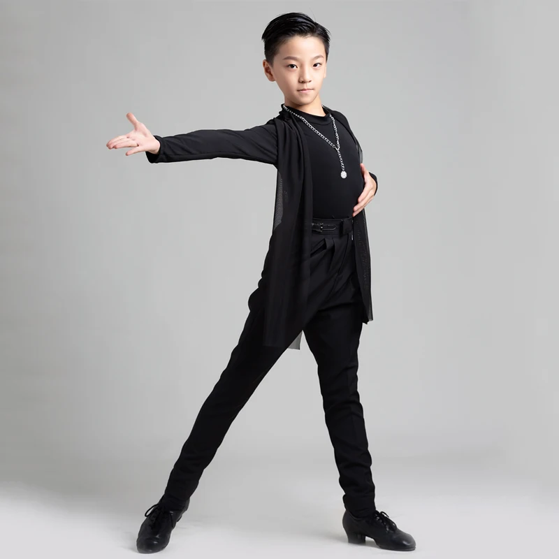New Latina Dance Tops Boys Ballroom Pants Long Sleeve Salsa Dancewear Stage Costume Tango Dancewear Rumba Dance Outfit JL3643