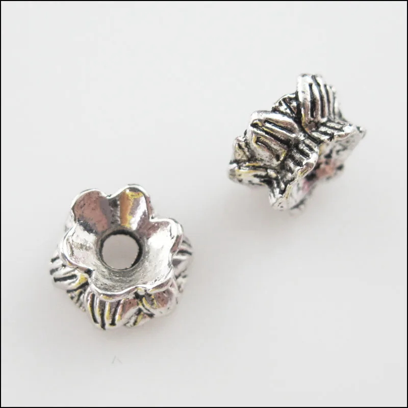 30 New Charms Tibetan Silver Tone Flower Spacer Beads End Caps 8.5mm / 9.5mm