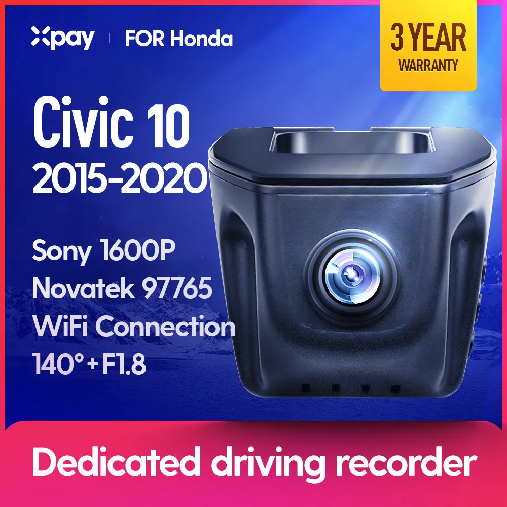 

XPAY Video Recorder DVR X1 Pro is suitable for HondaCivic 10 2015 2016 2017 2018 2019 2020 front and rear dual recording driving recorder HD camera 1600P Night Vision