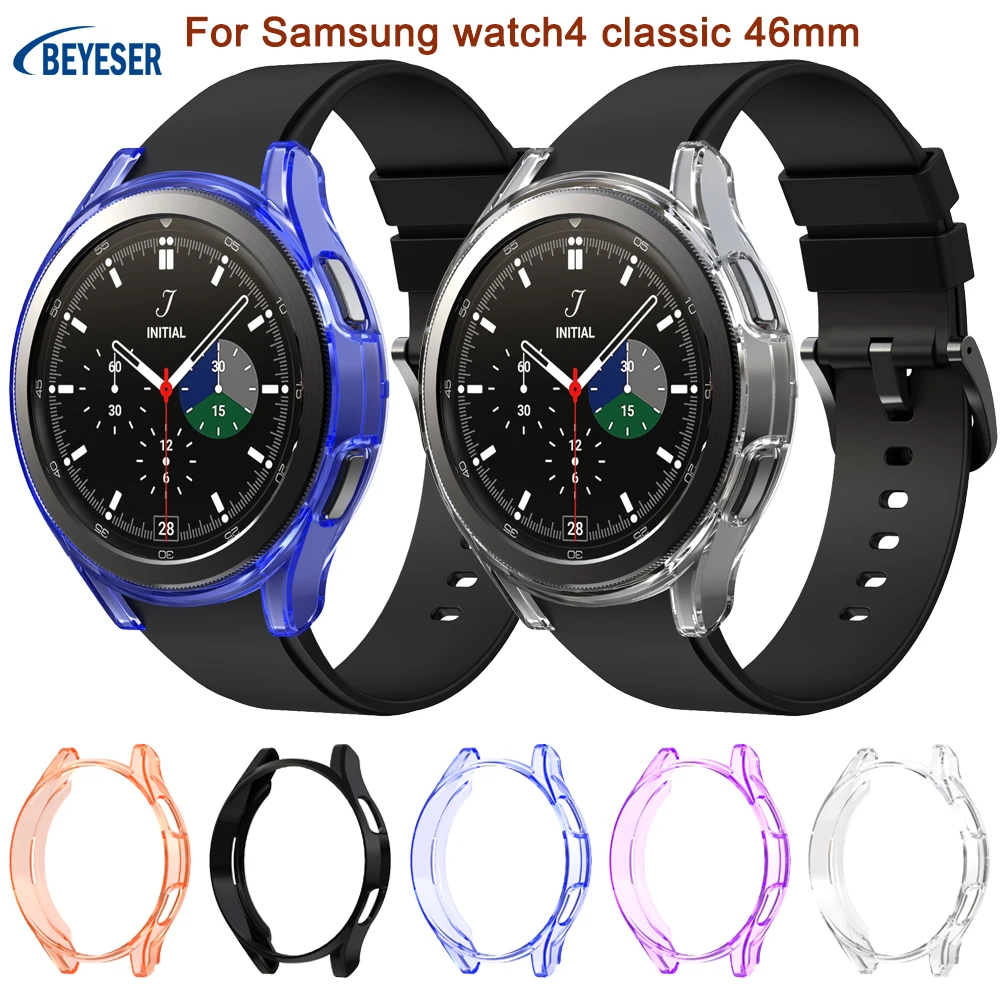 

BEYESER Case For Samsung Galaxy Watch 4 Classic 46mm Smart Watch Accessories TPU Protective Shell Shockproof Protective Cover