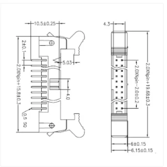 بطاقة هوك القرن مقعد مشبك 2.0 مللي متر DC2-6/8/10/14/20/26/40/50P إبرة مستقيم التوصيل هوك
