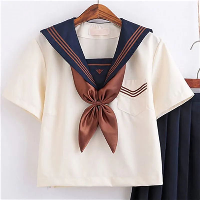 Japanischen Schule Uniformen Anime COS Sailor Anzug Jk Uniformen College Mittleren Schuluniform Für Mädchen Studenten Licht Gelb Kostüm