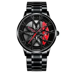 3D Designed Fashion New Designed Men Sports Watch for F1 Fan Racing Auto Wheel Watches Stainless Steel Band Wristwatch