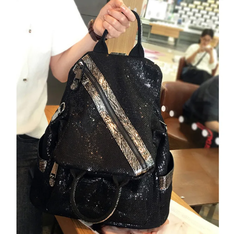 Trendy Brand 2024 Women Backpack Ita Large Capacity Sequins Bagpack Fashion Diamond Personalized Portable School Shoulder Bag