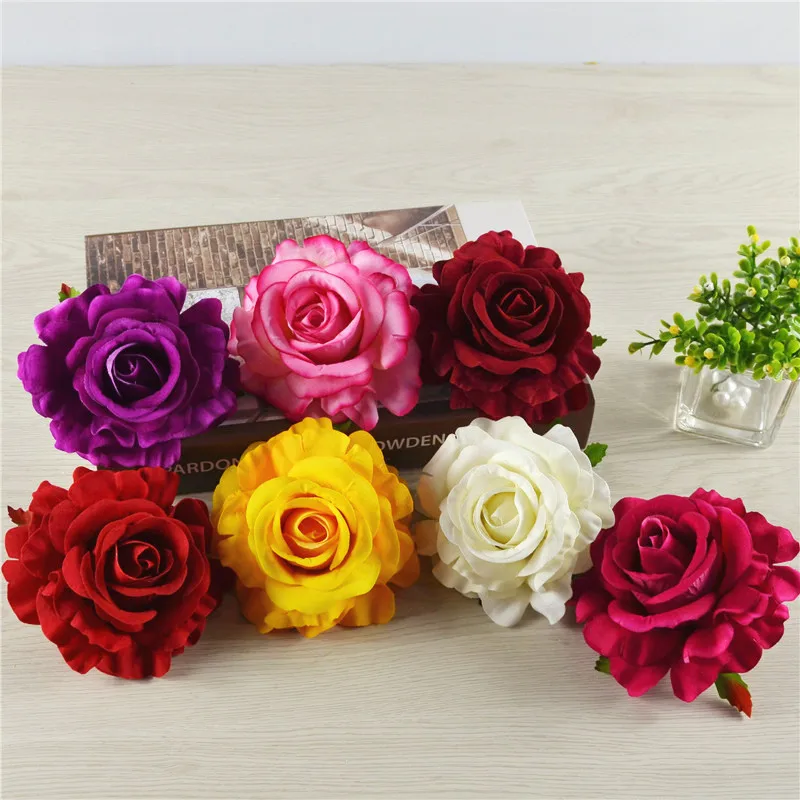 11CM 5 sztuk 6Color sztuczny jedwabny kwiat róży głowy dla DIY Retro dekoracyjne strona dekoracji ściana ślubna bukiet kwiatów rekwizyty