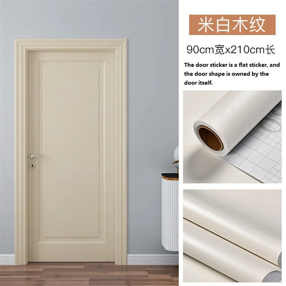 Wood Grain Door Sticker Waterproof Adhesive Wallpaper Wooden Door Renovation Cabinet Furniture Home Decor DIY Wall Mural Decals