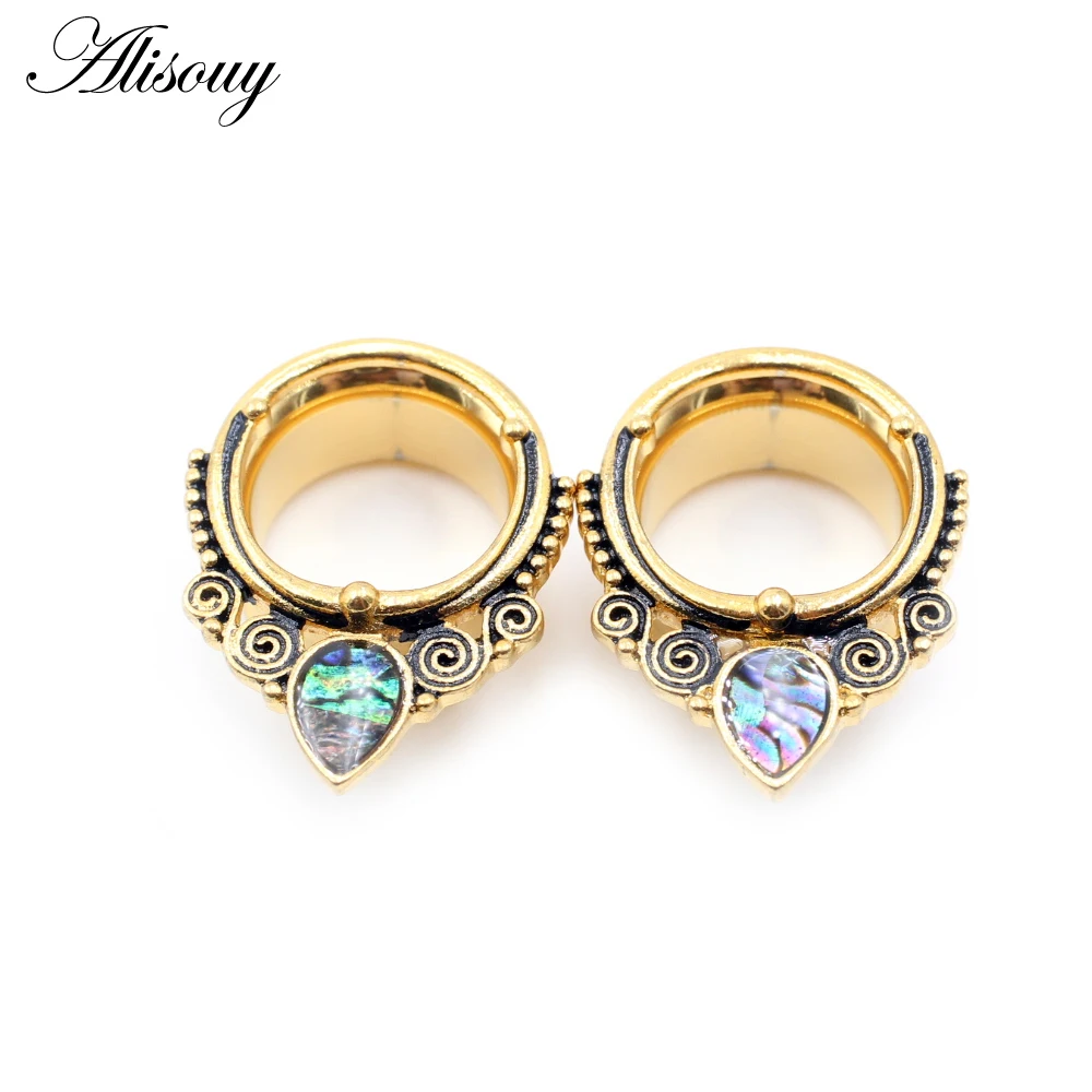 Alisouy new earrings body jewelry piercing Steel ear gauges expander plugs and tunnels with shell logo design 2pcs lot selling