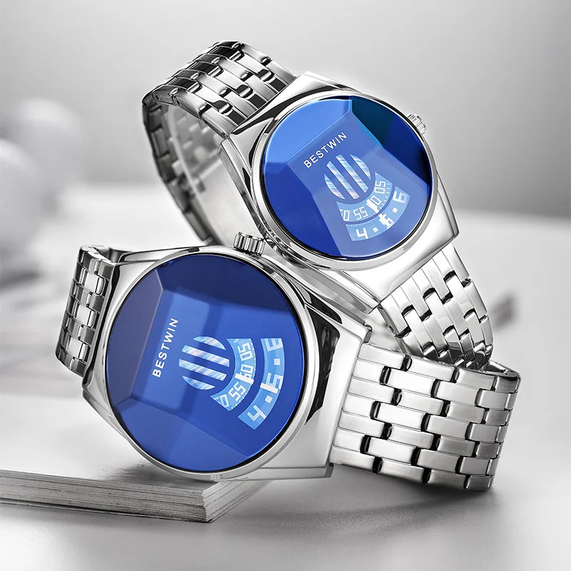 Montres de Couple pour hommes et femmes, montre de personnalité bleue pour dames, Design de voiture de sport, montres à Quartz étanches pour étudiants, nouvelle collection