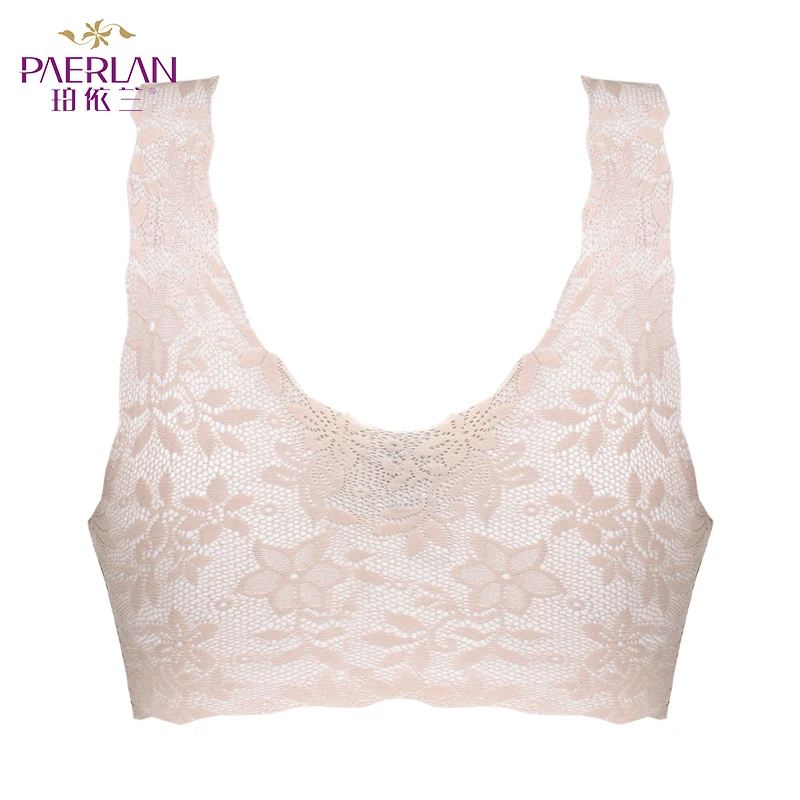 PAERLAN Lycra Flora Wire Free Thin Women\'s Underwear Seamless Sexy Push Up Sexy Sports Vest Sleep Full Cup Bra