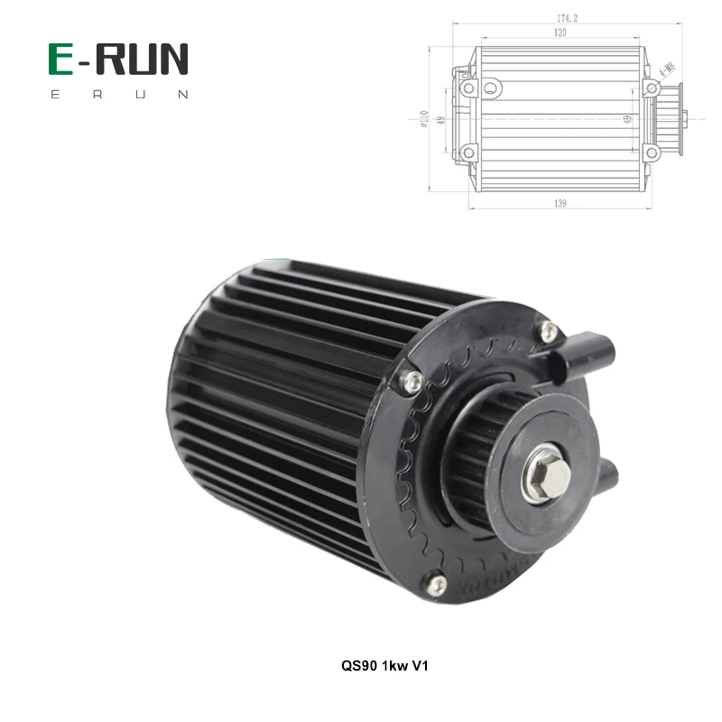 QS 90 1KW PMSM Mid Drive Motor 72V 55KMH With EM50S 50A Sine Wave Controller