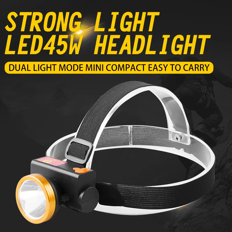 

Headlamp Headlight Car Hiking Light Hands-free Searchlight Rechargeable High-power 18650 Battery Waterproof Camping Spotlight