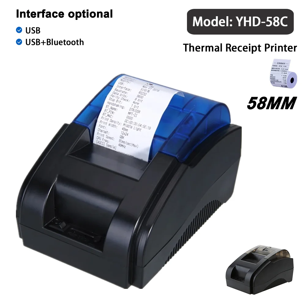 Contracted Style 58mm Thermal Receipt Printer for All POS System YHD-58C