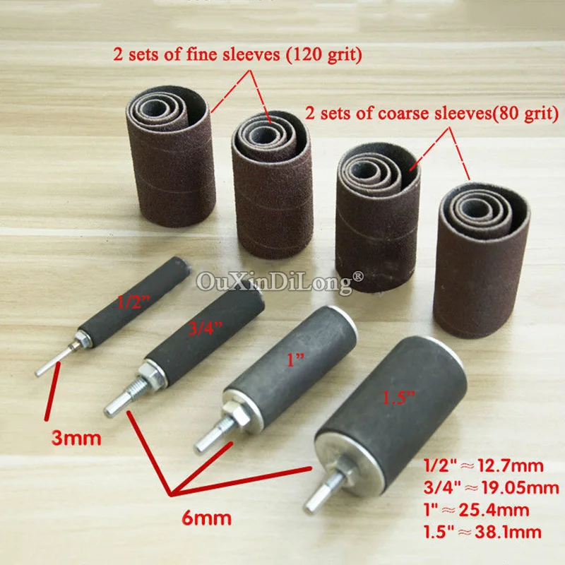 

20PCS/Set Woodworking Long Drum Sanding Kit for Drill Press Sanding Tools( 1/2", 3/4", 1", 1-1/2" with 80 and 120 Grit ) GF795