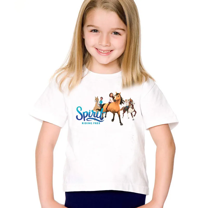 

Hot Sale Summer Kids T-shirt Lucky & Mustang Spirit Horse Cartoon Girls T shirt Funny Baby Boys Clothes Children Tops,HKP5457