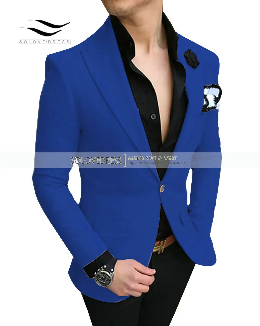 Elegant Men's Suits 2 Pieces Slim Fit Notched Lapel V Neck Prom Dress Tuxedo for Wedding Groomsmen Suits Men (Blazer+Pants)