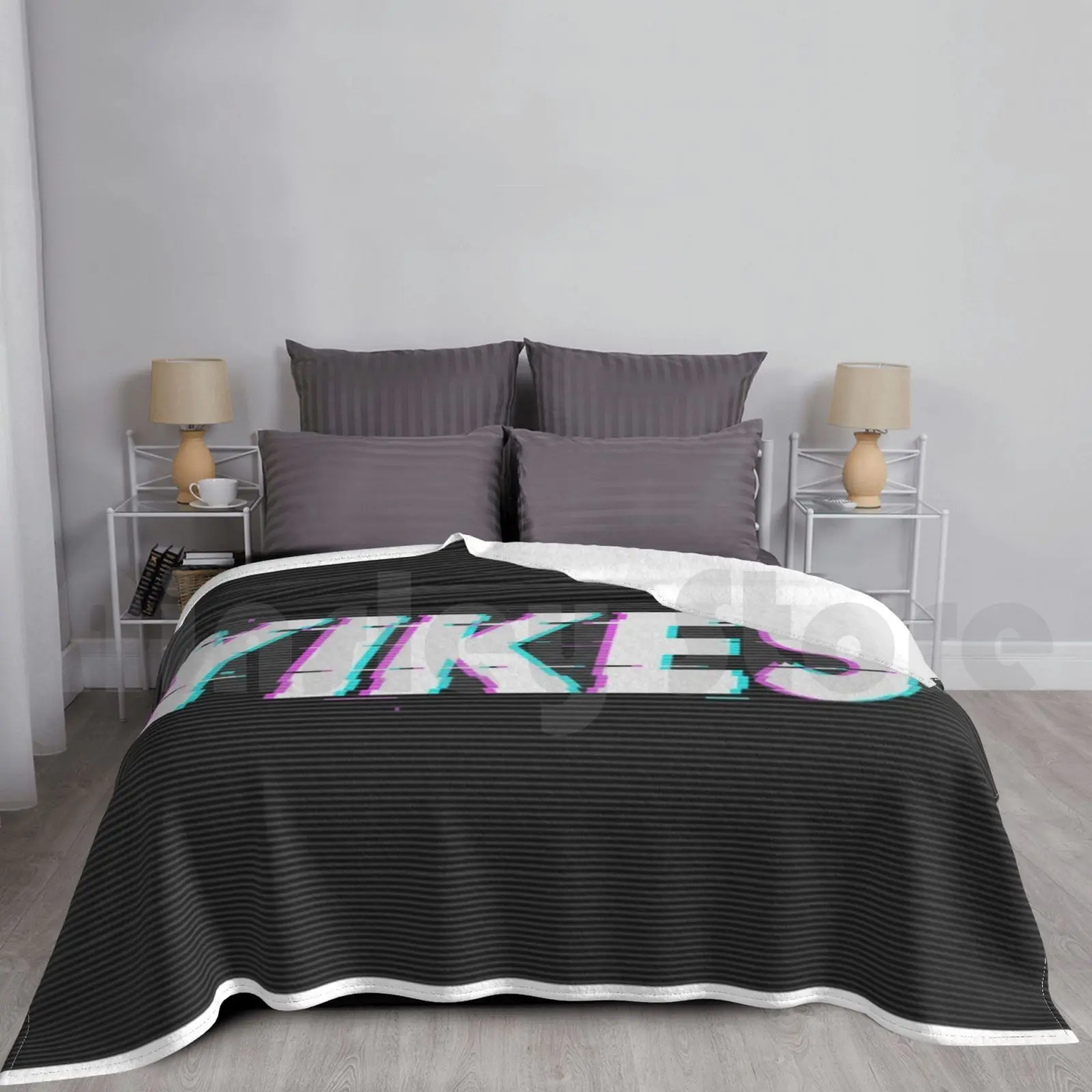 Y I K E S Blanket Fashion Custom Yikes Glitch Effect Screen Techno Magnet Face