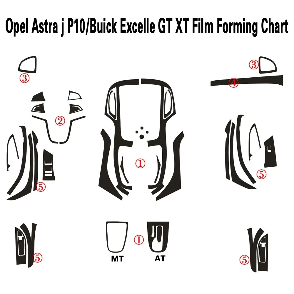 Car Accessories5DCarbon Fiber Stickers For Opel Astra J P10 Buick Excelle GT Interior Central Control Panel Door Handle Decorate