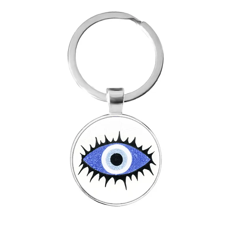 Porte-clé Cabochon en verre rond avec Photo religieuse, porte-clé de voiture, porte-clé avec breloques pour cadeau