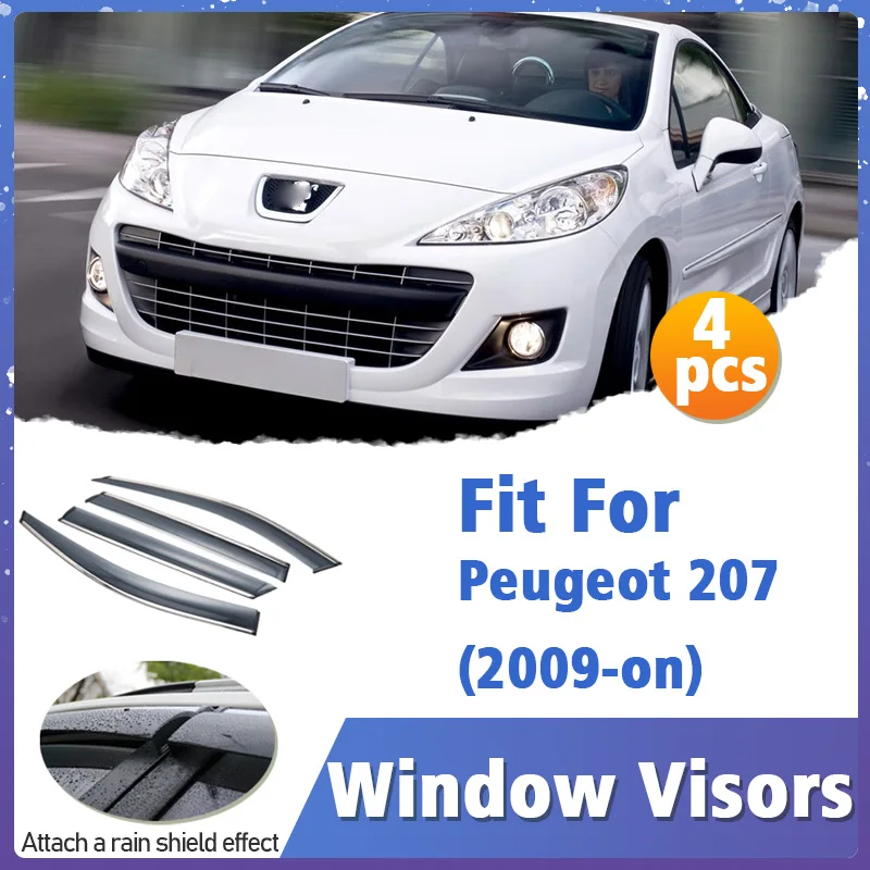 

Оконный козырек для Peugeot 207 2009-2013, 4 шт., Вентиляционная крышка, отделка, навесы, защита от солнца, дождя, дефлектор, авто аксессуары