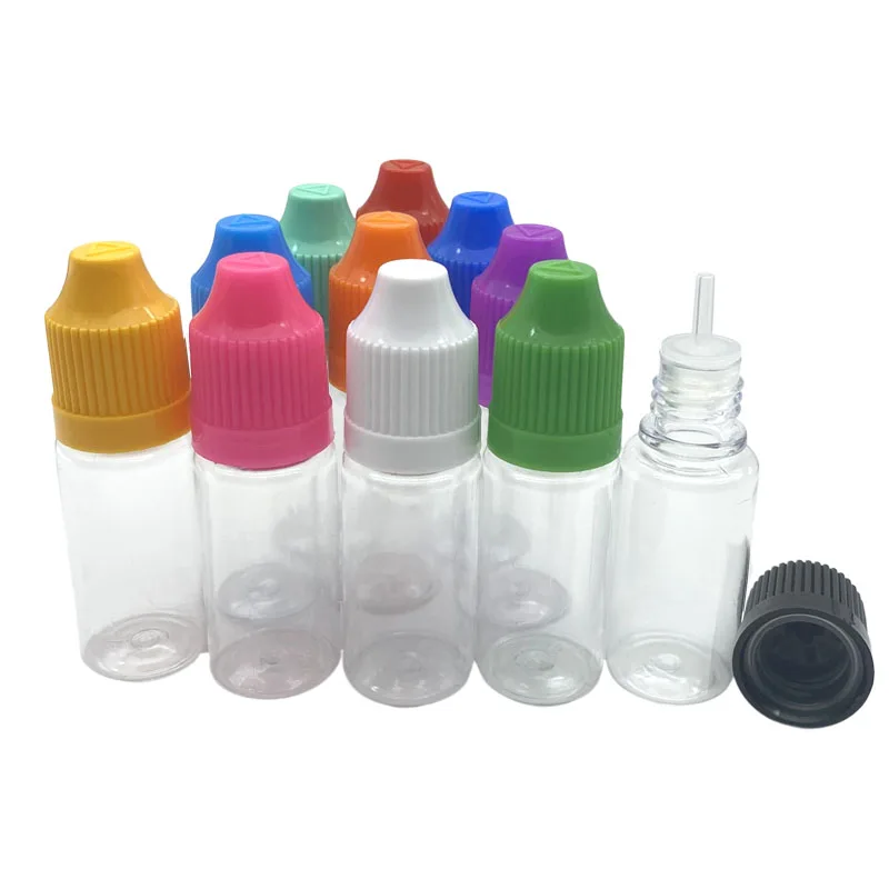 20pcs Empty 10ml Clear PET Plastic Dropper Bottle E Liquid Hard Bottles With Childproof Cap Vial