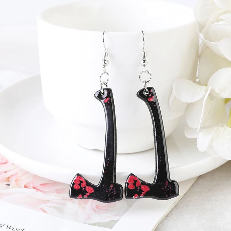 Picture 4: 1 Pair Fashion Halloween Bloody Knife Fear Scissors Dangle Earrings For Girls Women Birthday Gift Lovely Jewelry