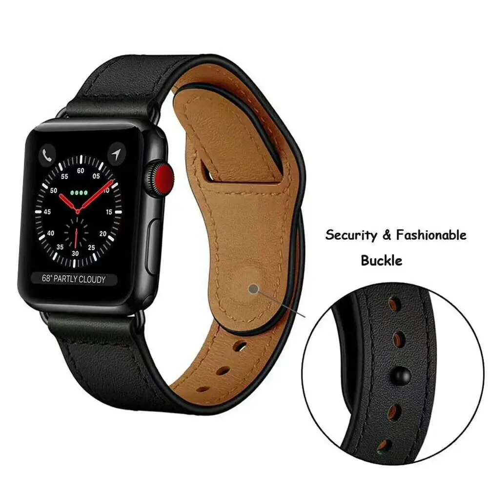 Leather Band Loop Strap For Apple Watch 4 3 2 1 38mm 40mm , Men Leather Watch Band for iwatch 5 44mm 42mm Bracelet