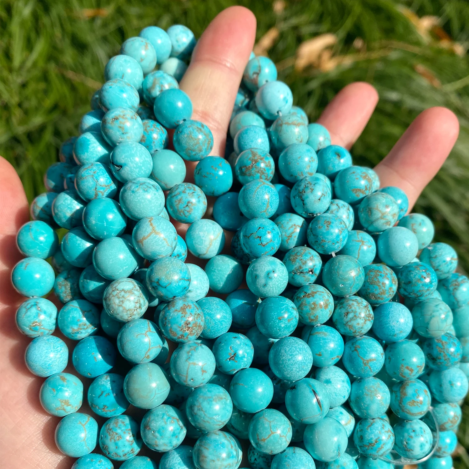 Wholesale Natural Stone Beads Blue Turquoise Round Loose Beads For Jewelry Making DIY Bracelets Necklaces 4 6 8 10 12mm 15inch