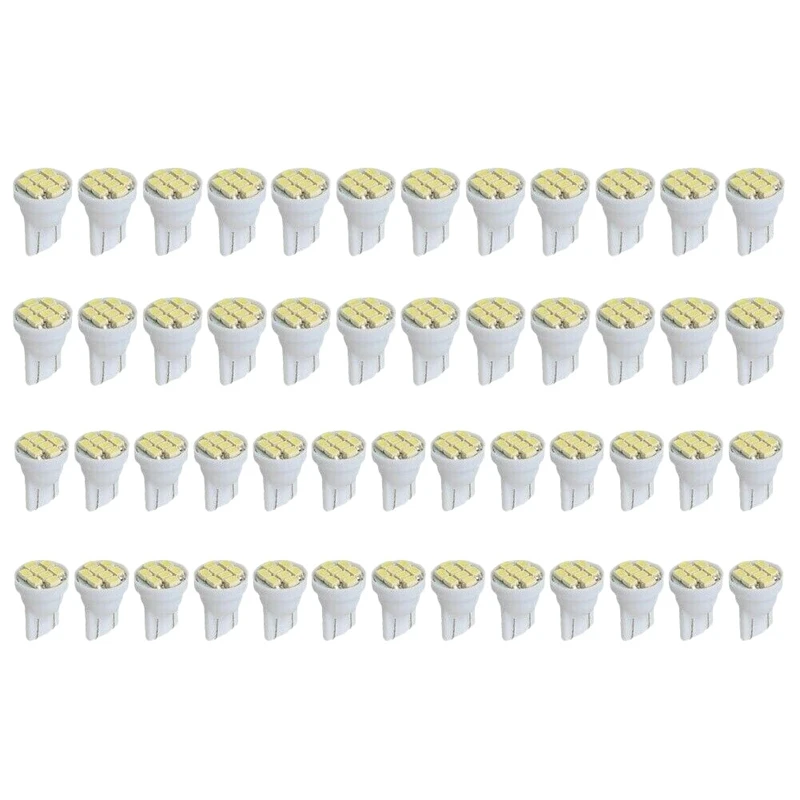 50 Uds T10 8SMD blanco brillante luz LED Interior bombillas W5W 194, 158, 168, 2825, 6000K