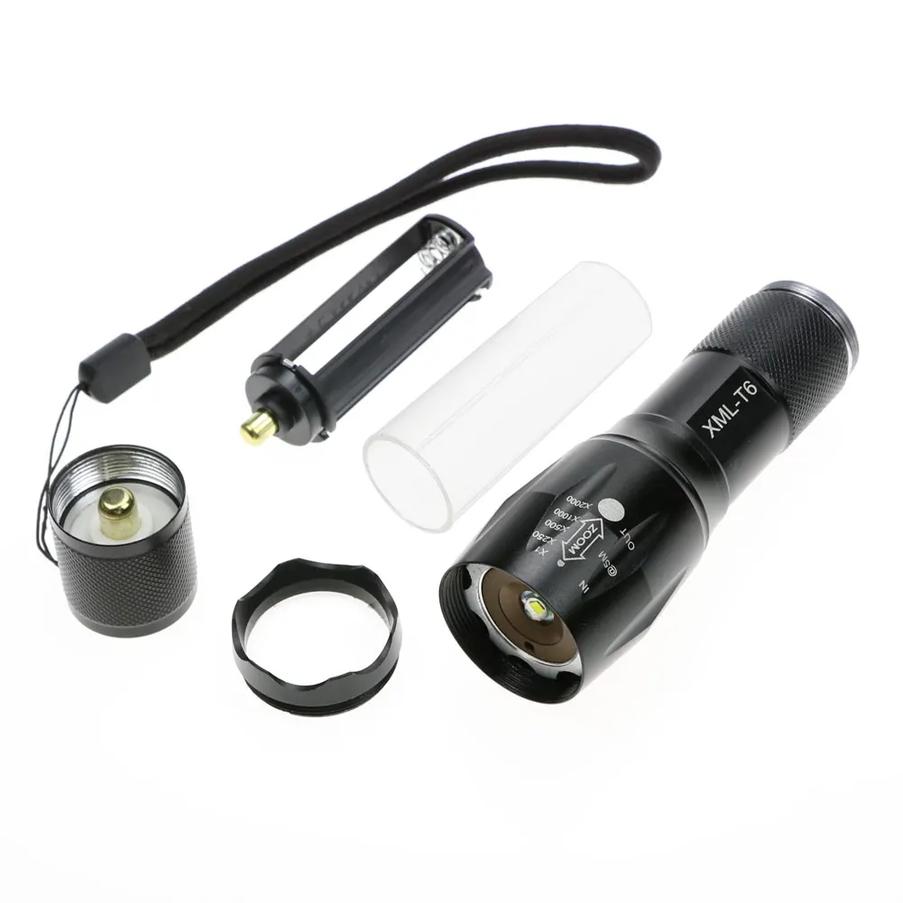 Portable LED Flashlight XML-T6 Uses 18650 Chargeable Battery Multifunctional Outdoor Camping Telescopic Tactical Flashlight