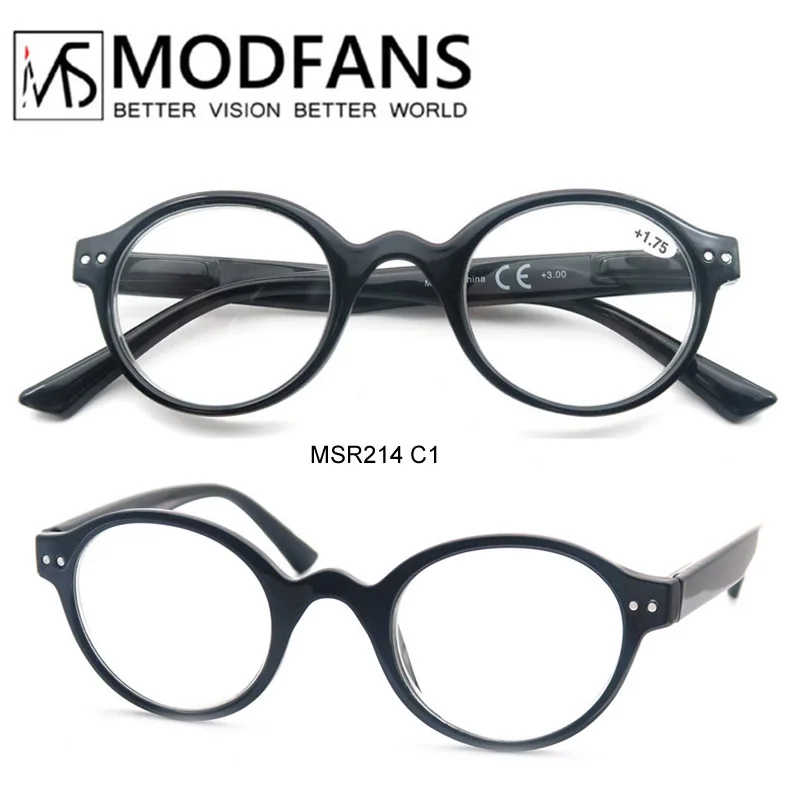 MODFANS Women Reading Glasses Men Vintage Round Stylish Frame Hyperopia Presbyopia Readers Eyeglasses Withe Diopter - MSR214