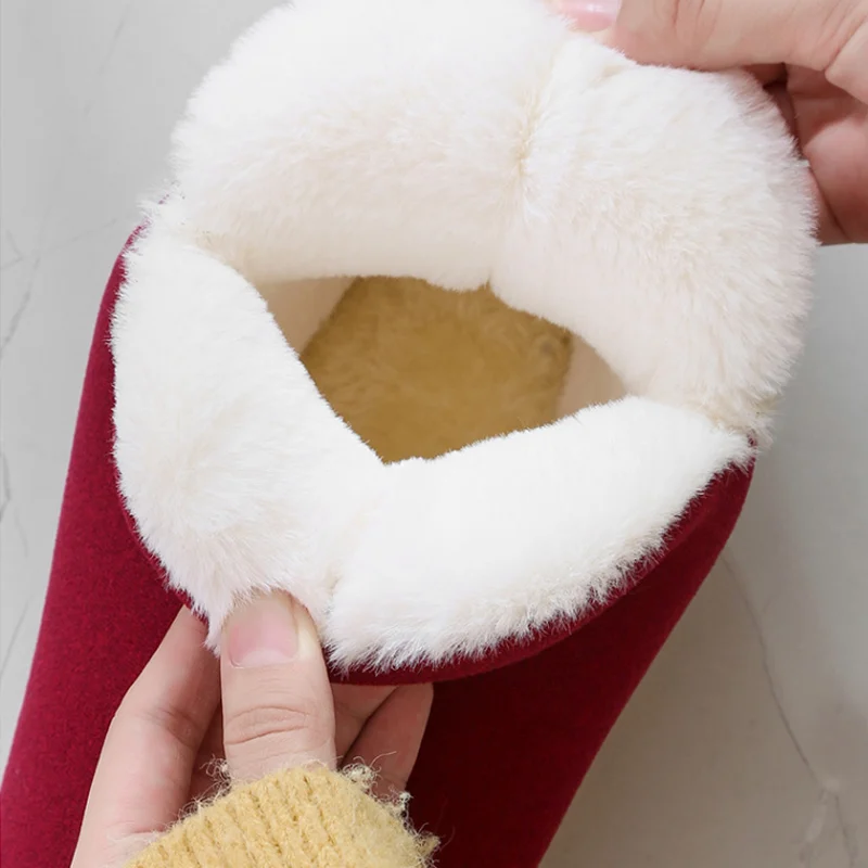 Unisex plus big size 30-47 family winter indoor fur slippers men comfort casual plush warm shoes man women slippers