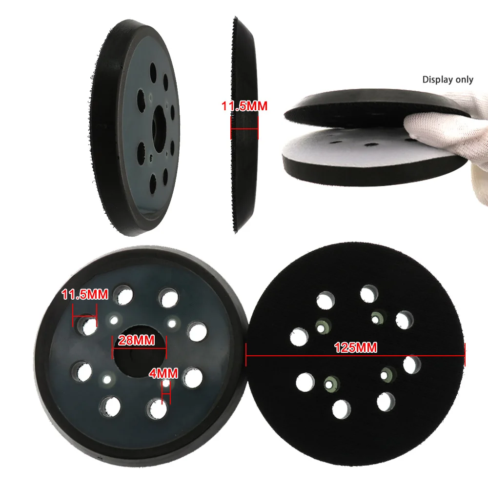 Almohadilla de lijado de gancho y bucle de 5 pulgadas y 8 agujeros, placa de respaldo de 3 o 4 clavos, 125mm para LIJADORA Orbital eléctrica Porter Cable DeWalt Hitachi
