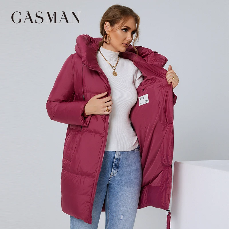 Gasman 2022 jaqueta feminina para baixo longo moda estilo clássico casaco feminino marca quente outwear engrossar inverno parkas 21183a