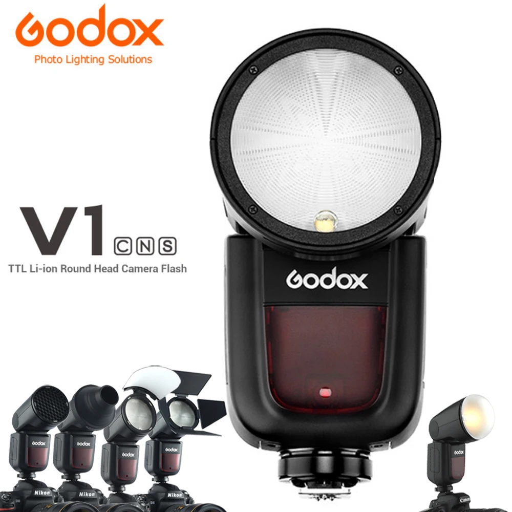 Godox V1 V1C V1N V1S V1F V1P V1O TTL ليثيوم أيون جولة رئيس كاميرا فلاش 2.4G HSS Speedlite لكانون نيكون سوني فوجي بنتاكس أوليمبوس