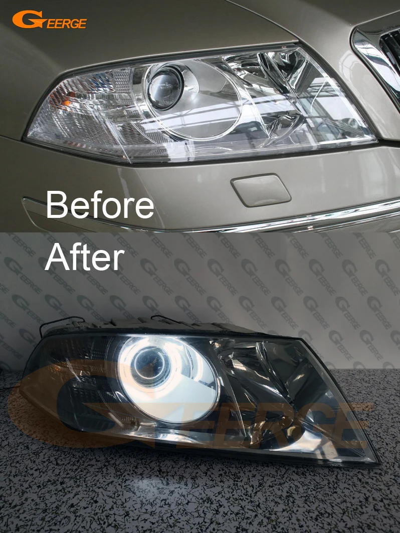 Dla SKODA OCTAVIA MK2 PRE FACELIFT 2004-2008 Reflektor projektora Doskonały Ultra Bright CCFL Angel Eyes Kit Halo Rings — zdjęcie 2