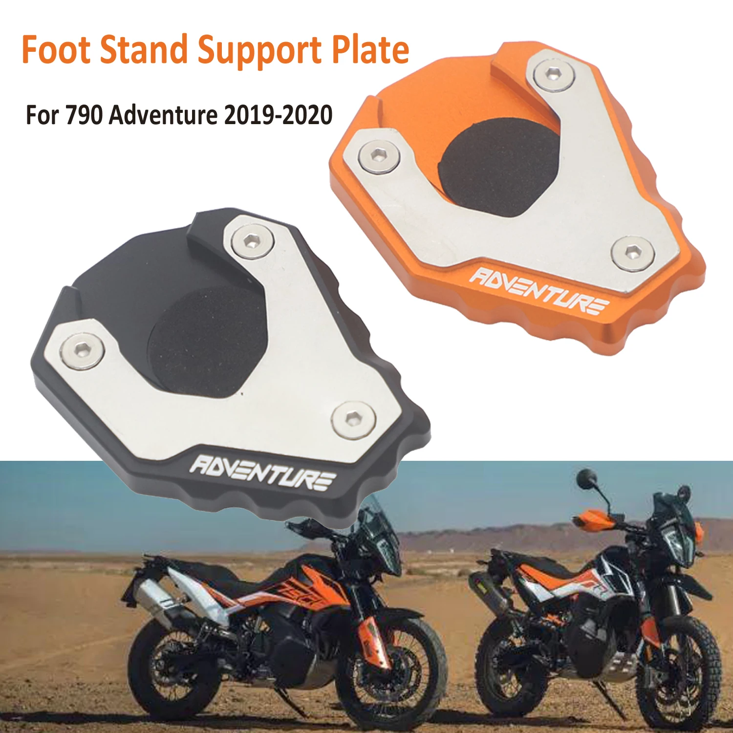 

Motorcycle CNC Aluminum Kickstand Foot Side Stand Extension Support Plate Pad For 790 Adventure 2019 2020 790 ADV