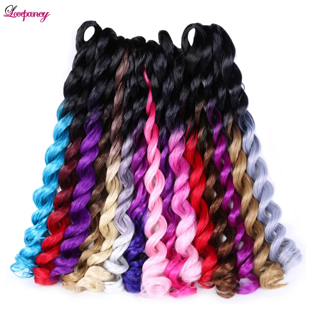 24Inch Long Synthetic Sea Body Wave Braiding Hair Extension Ombre Jumbo Crochet Braids Deep Big Wave Hair Colorful For Women